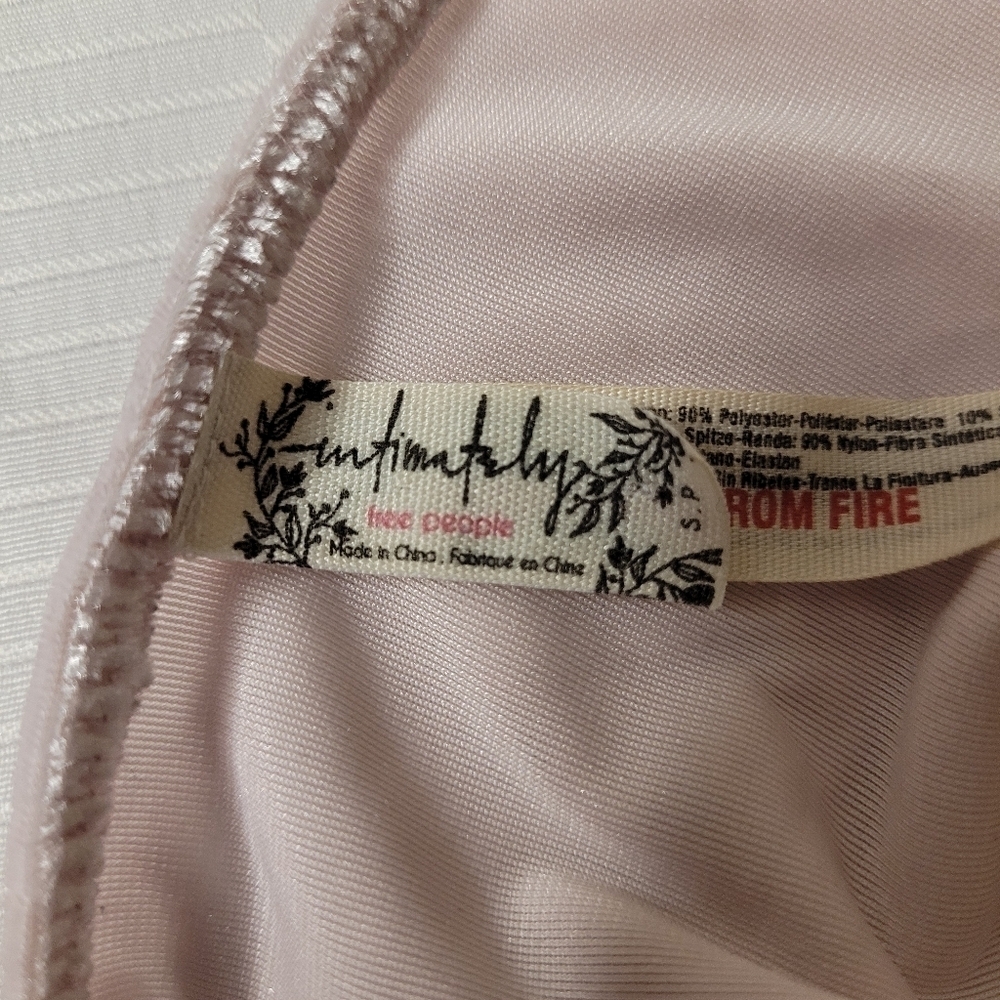 Intimately Free People Crushed Velvet Viper Dress Lace Pink Slip Chemise Nighty - Picture 5 of 11